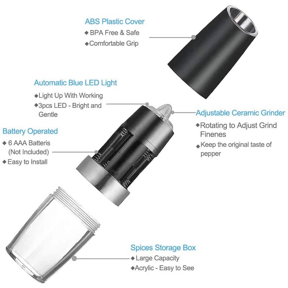 2-Pack: Gravity Electric Salt Pepper Grinder DailySale