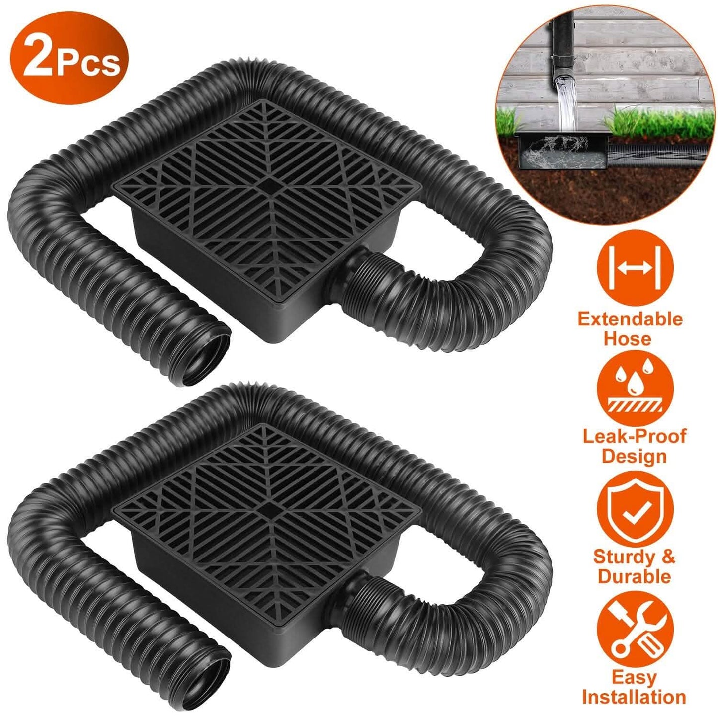 2-Pack: Gutter Downspout Extension Low Profile No Deep Digging Catch DailySale