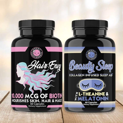 2 Pack: Hair Envy and Beauty Sleep Collagen Sleep Aid DailySale