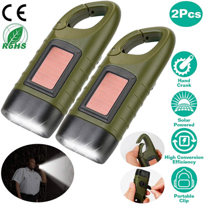 2-Pack: Hand Crank Solar Powered Flashlight DailySale