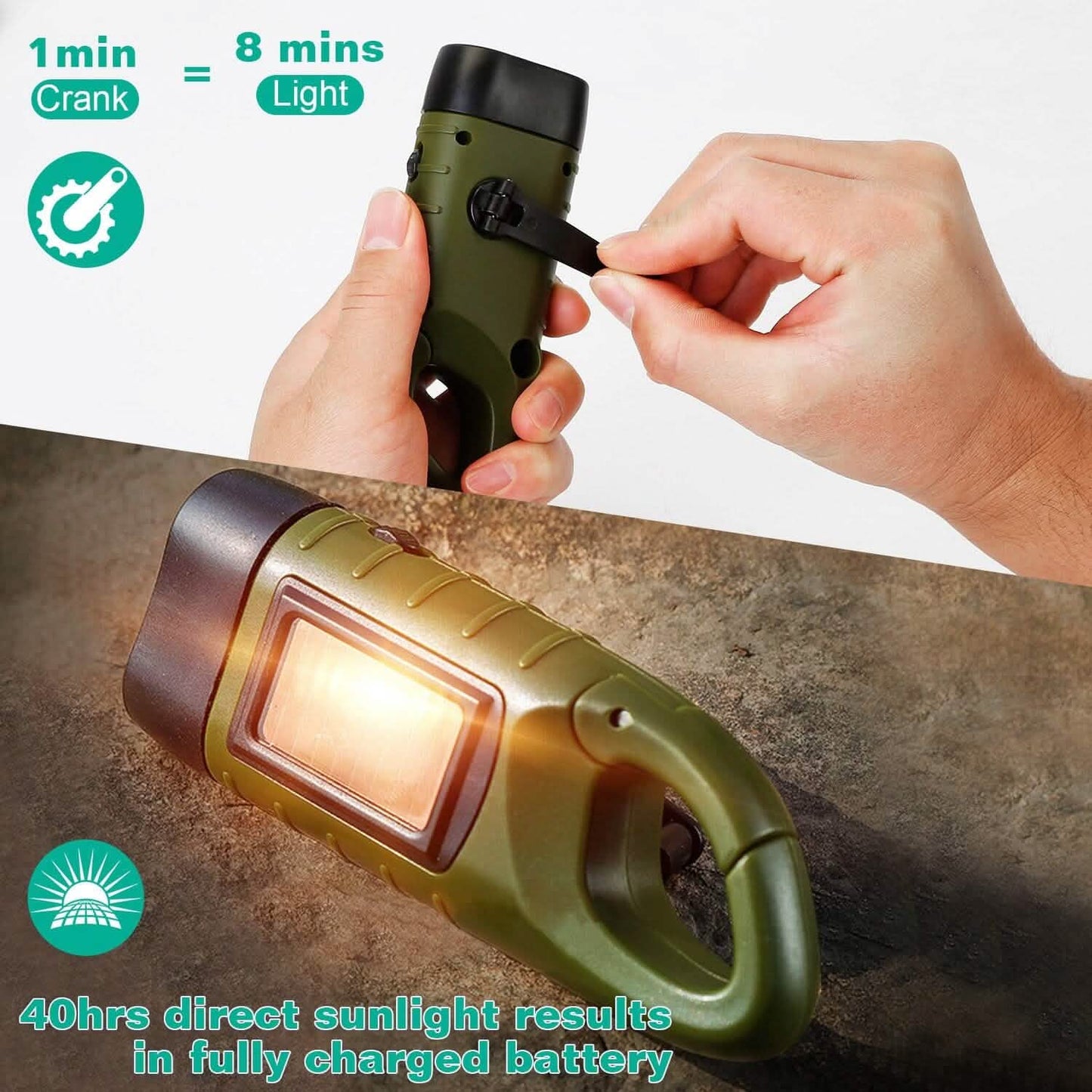 2-Pack: Hand Crank Solar Powered Flashlight DailySale