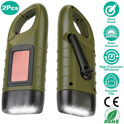 2-Pack: Hand Crank Solar Powered Flashlight DailySale