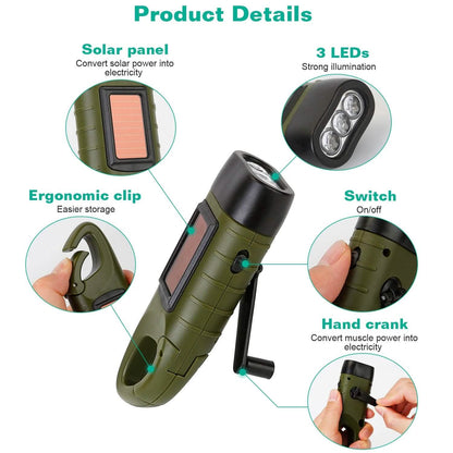 2-Pack: Hand Crank Solar Powered Flashlight DailySale