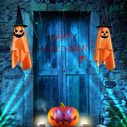 2-Pack: Hanging Ghosts with Wizard Hat Snicker Scary Face DailySale
