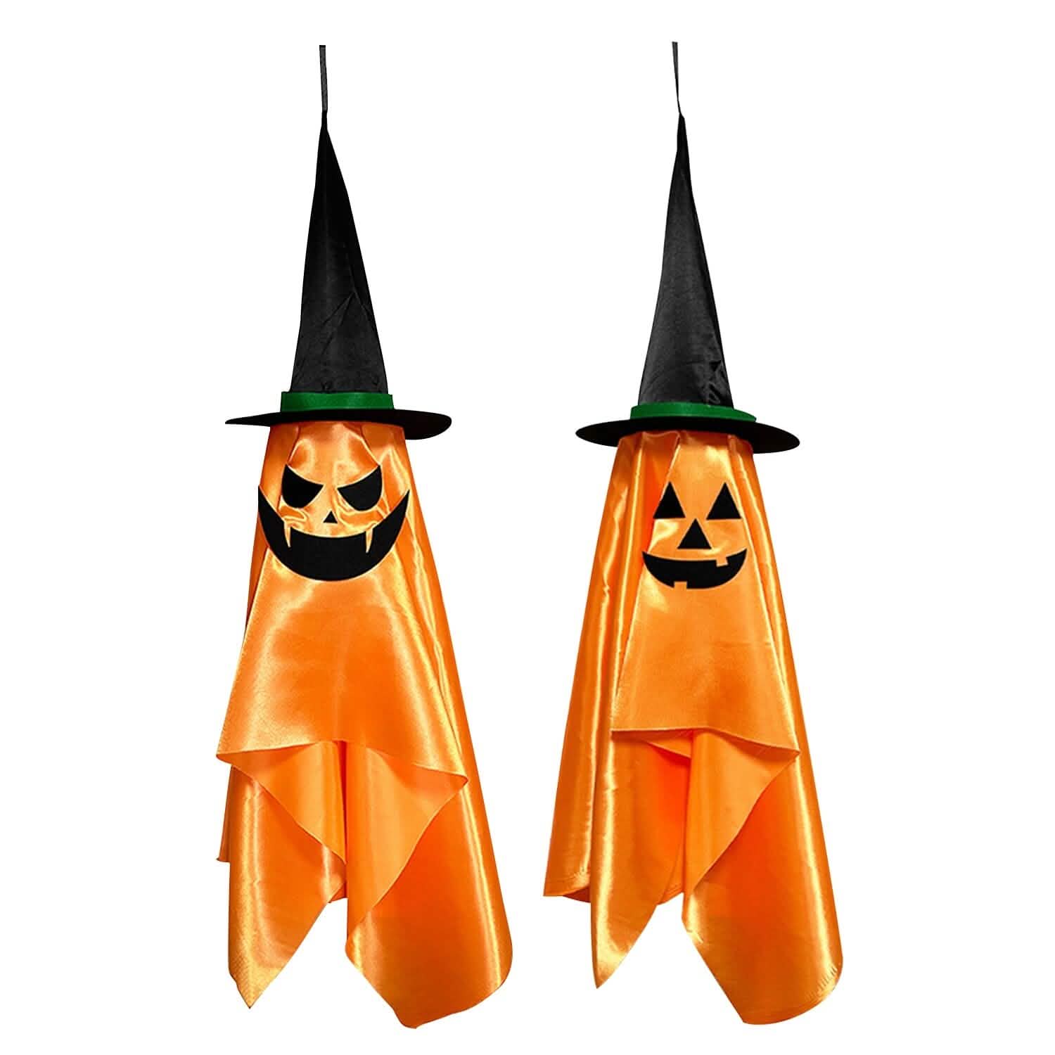 2-Pack: Hanging Ghosts with Wizard Hat Snicker Scary Face DailySale