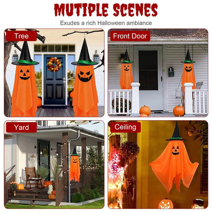 2-Pack: Hanging Ghosts with Wizard Hat Snicker Scary Face DailySale