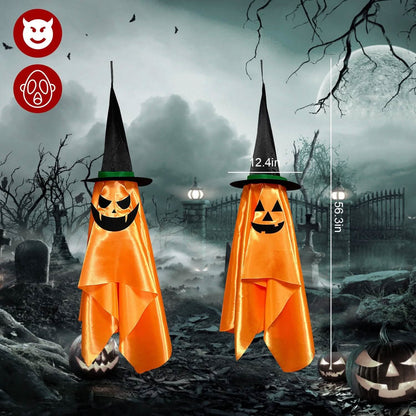 2-Pack: Hanging Ghosts with Wizard Hat Snicker Scary Face DailySale