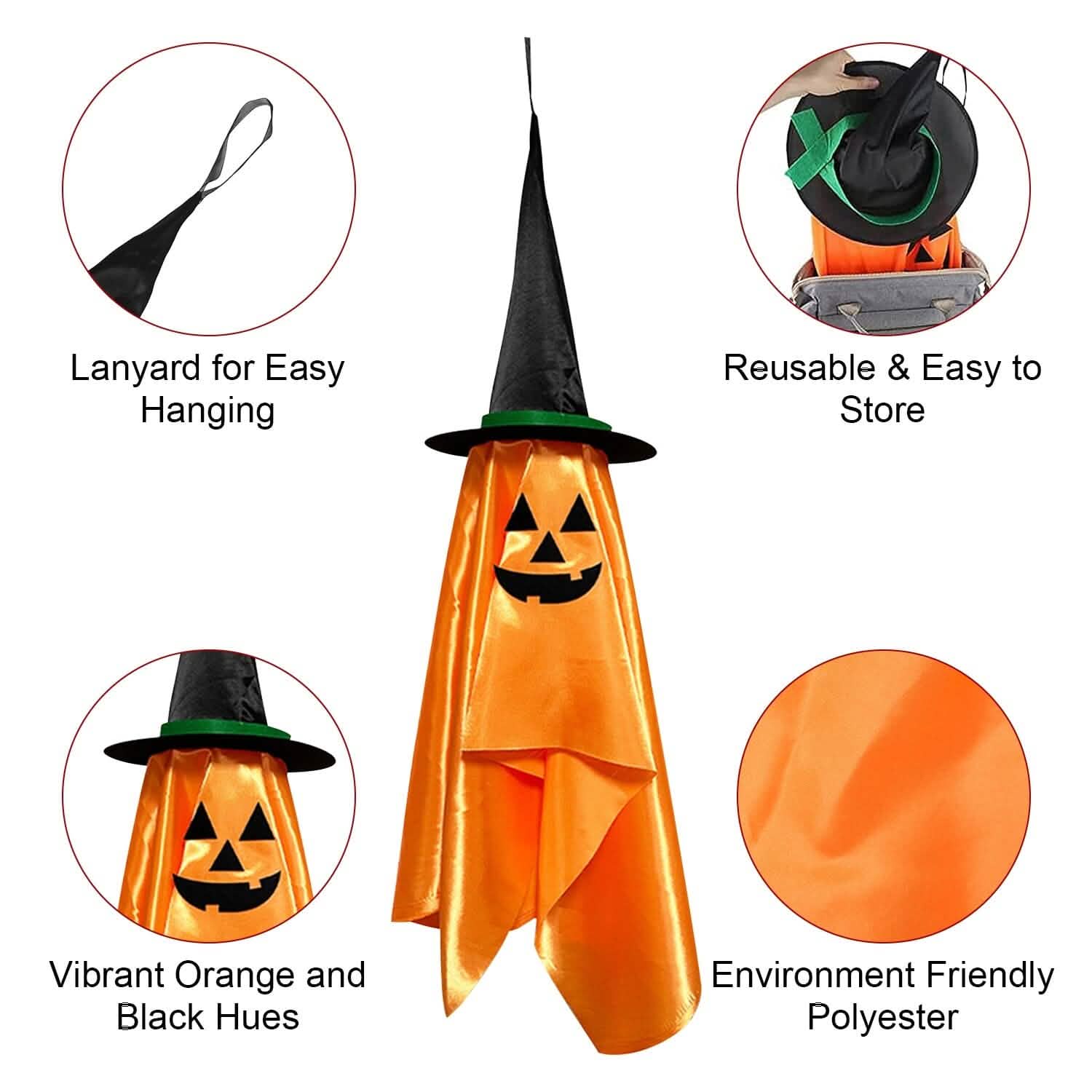 2-Pack: Hanging Ghosts with Wizard Hat Snicker Scary Face DailySale