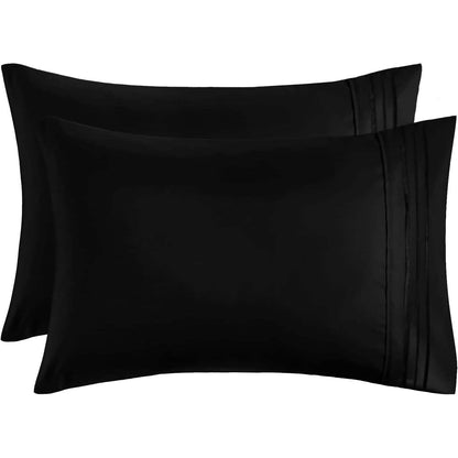 2-Pack: Hannah Linen Microfiber Pillowcases Breathable & Envelop Closure Pillow Covers Set DailySale