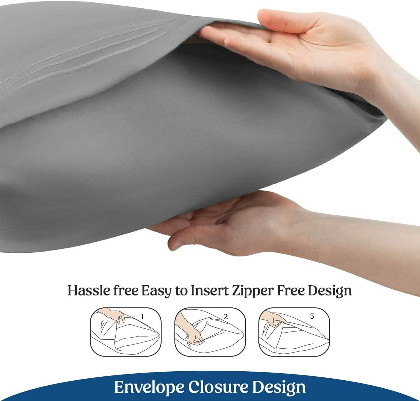 2-Pack: Hannah Linen Microfiber Pillowcases Breathable & Envelop Closure Pillow Covers Set DailySale