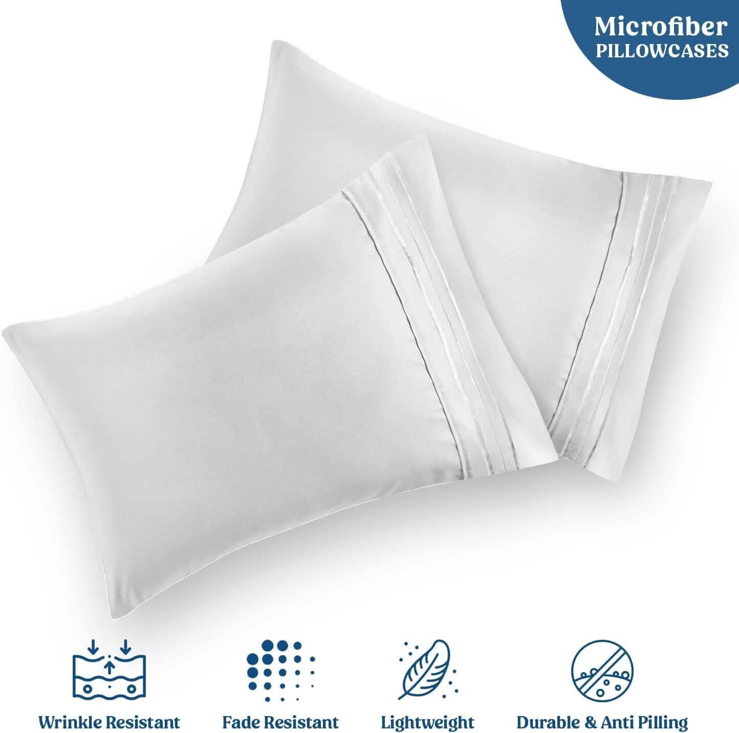 2-Pack: Hannah Linen Microfiber Pillowcases Breathable & Envelop Closure Pillow Covers Set DailySale