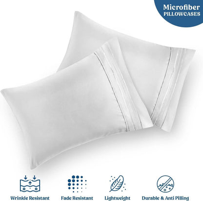 2-Pack: Hannah Linen Microfiber Pillowcases Breathable & Envelop Closure Pillow Covers Set DailySale