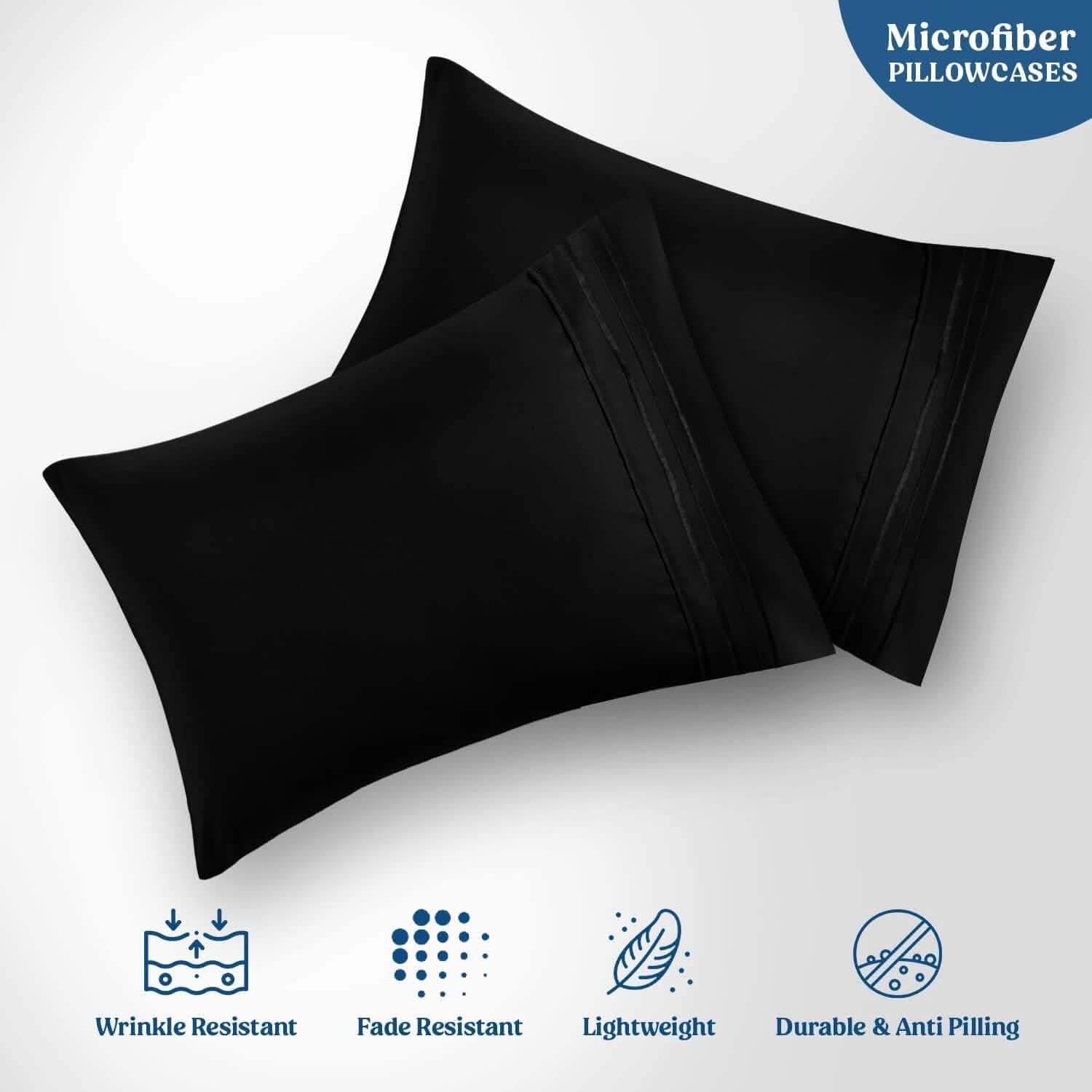 2-Pack: Hannah Linen Microfiber Pillowcases Breathable & Envelop Closure Pillow Covers Set DailySale