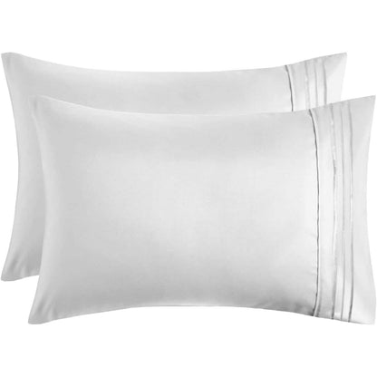 2-Pack: Hannah Linen Microfiber Pillowcases Breathable & Envelop Closure Pillow Covers Set DailySale