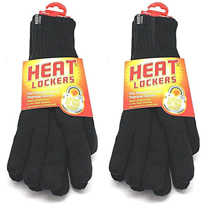 2-Pack: Heat Lockers Mens Black Thermal Gloves with Insulation Lining DailySale