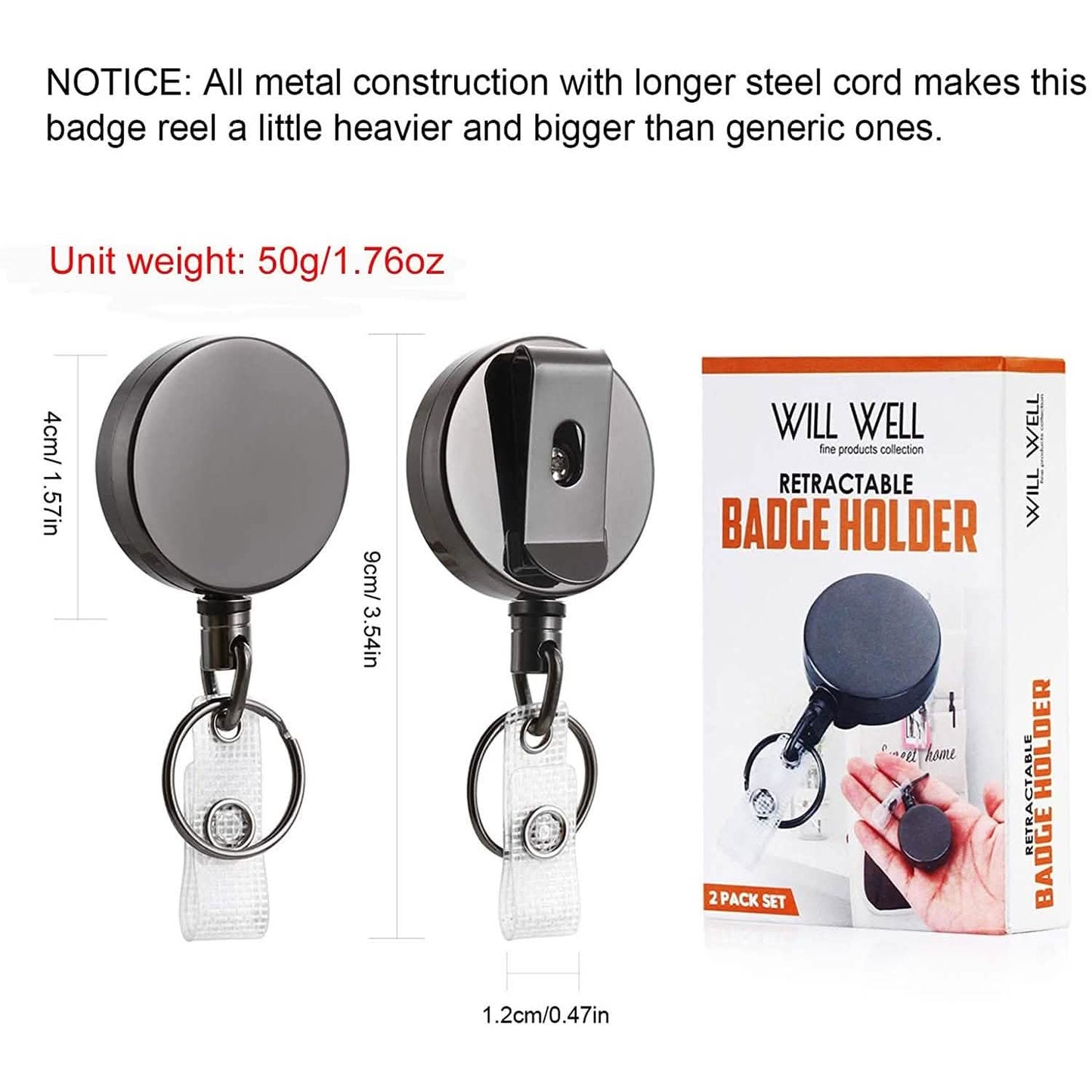 2-Pack: Heavy Duty Retractable Badge Holder Reel DailySale