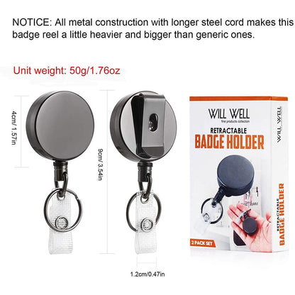 2-Pack: Heavy Duty Retractable Badge Holder Reel DailySale