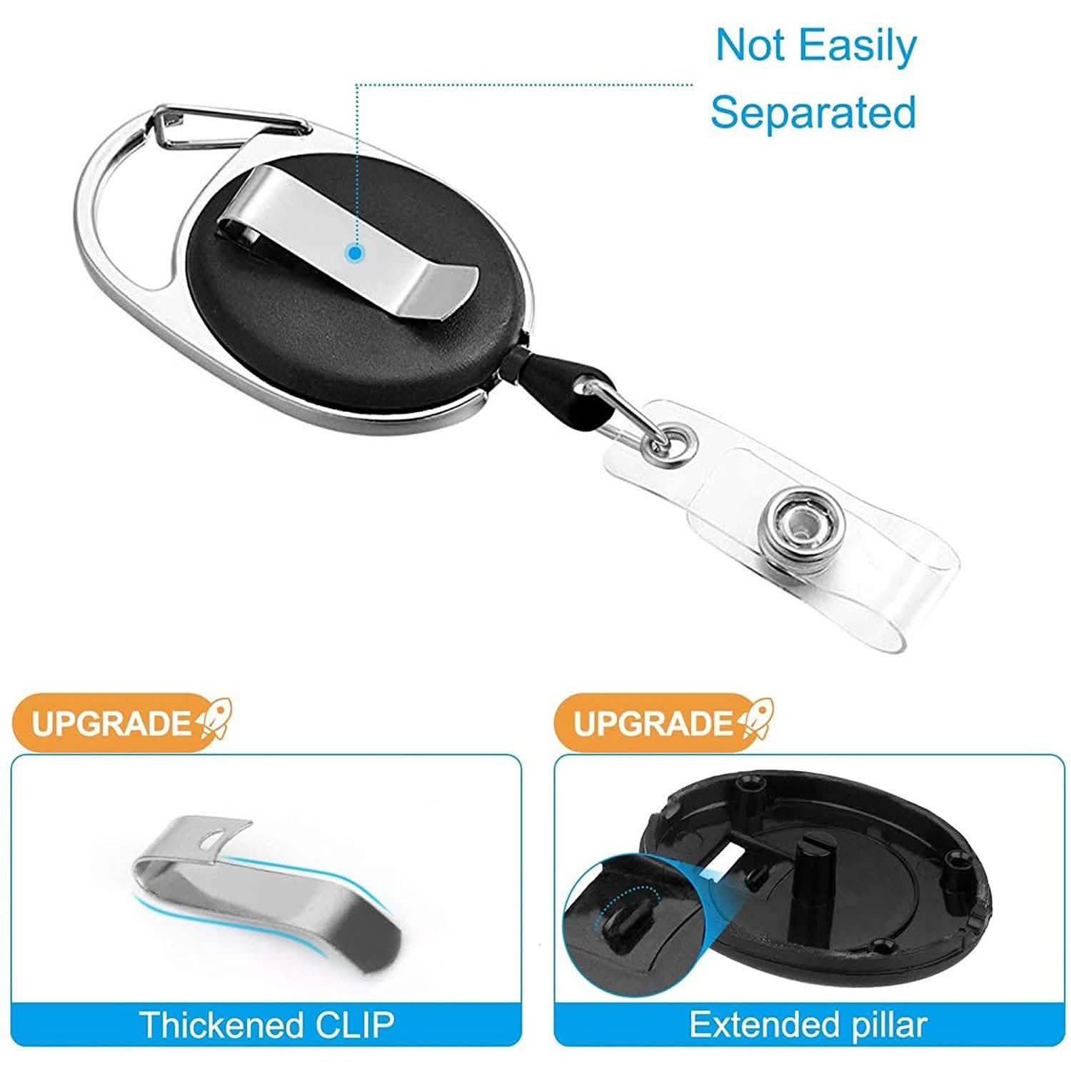 2-Pack: Heavy Duty Retractable Badge Holders with Carabiner Reel Clip and Vertical Style Clear ID Card Holders DailySale