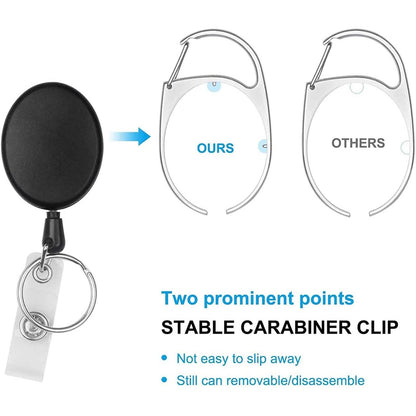 2-Pack: Heavy Duty Retractable Badge Holders with Carabiner Reel Clip and Vertical Style Clear ID Card Holders DailySale