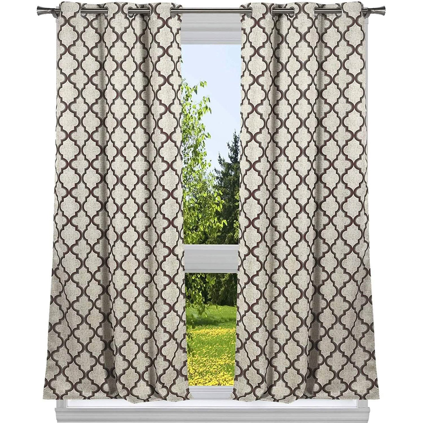 2-Pack: Heavy Geometric Blackout Grommet Window Curtain Pair Panel DailySale