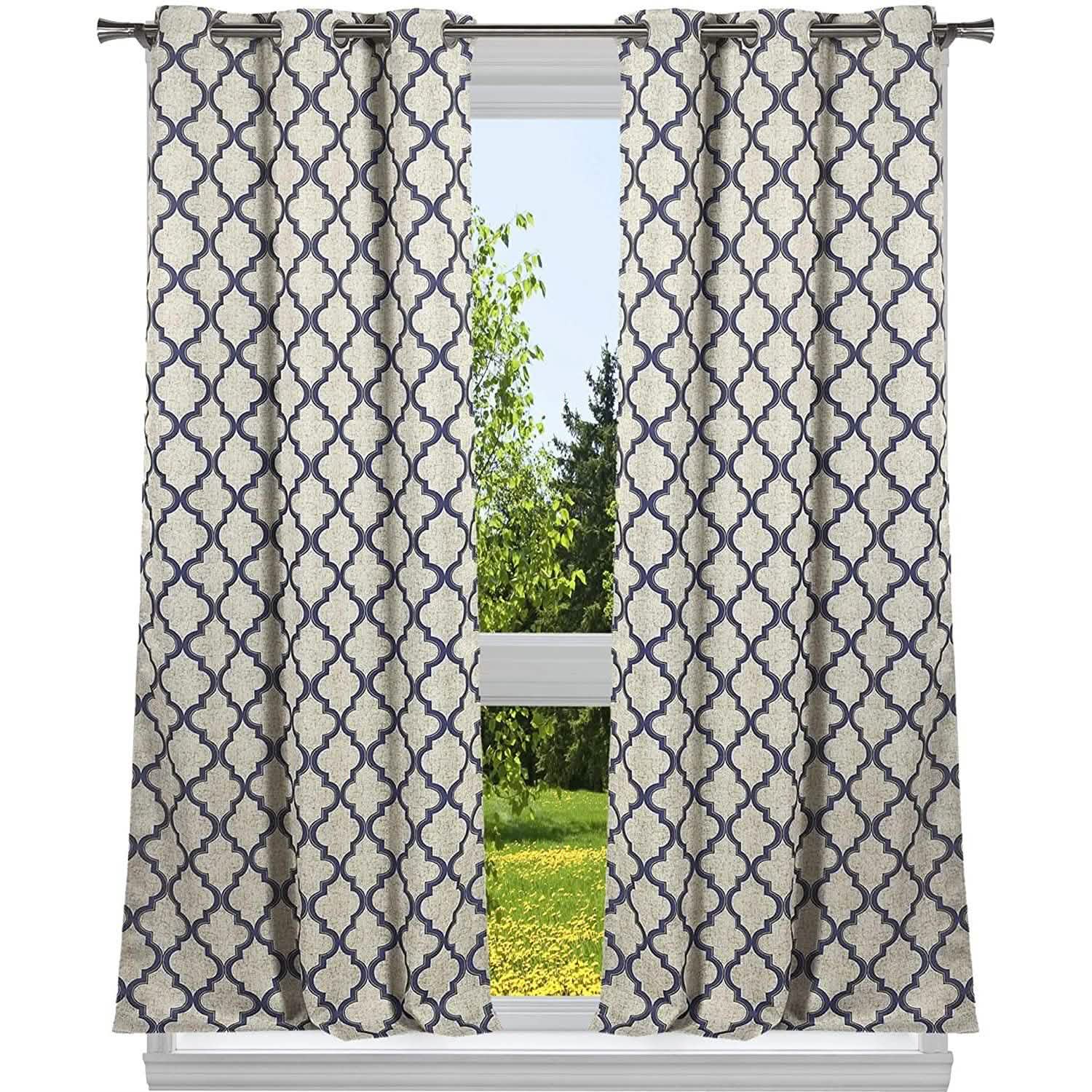 2-Pack: Heavy Geometric Blackout Grommet Window Curtain Pair Panel DailySale