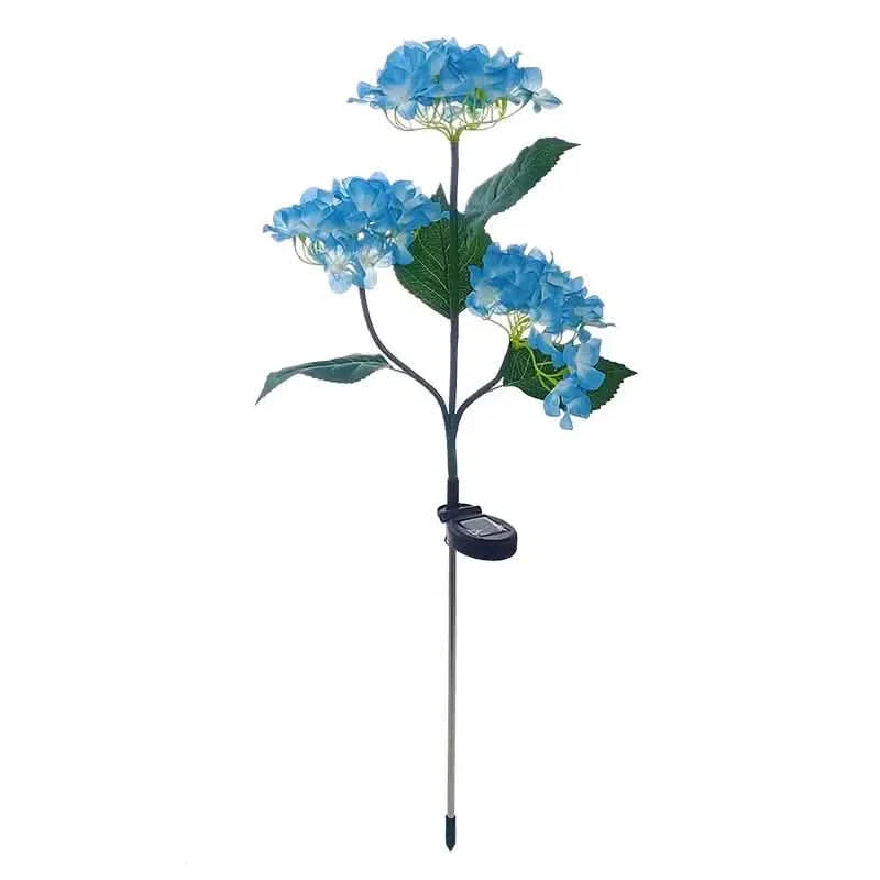 2-Pack: Hydrangea Solar LED Flower Lights with 3 Heads Outdoor Waterproof Garden Lights DailySale