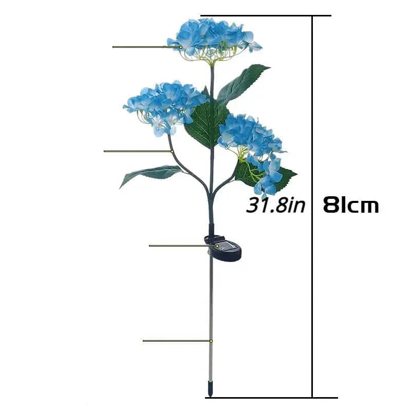 2-Pack: Hydrangea Solar LED Flower Lights with 3 Heads Outdoor Waterproof Garden Lights DailySale