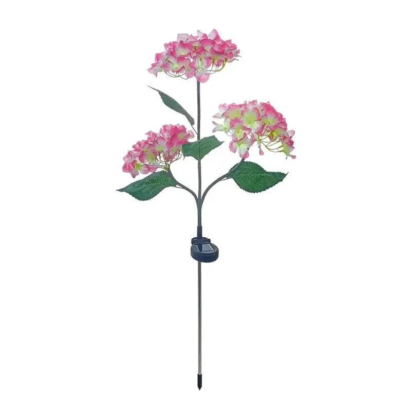 2-Pack: Hydrangea Solar LED Flower Lights with 3 Heads Outdoor Waterproof Garden Lights DailySale