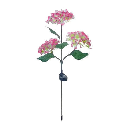 2-Pack: Hydrangea Solar LED Flower Lights with 3 Heads Outdoor Waterproof Garden Lights DailySale