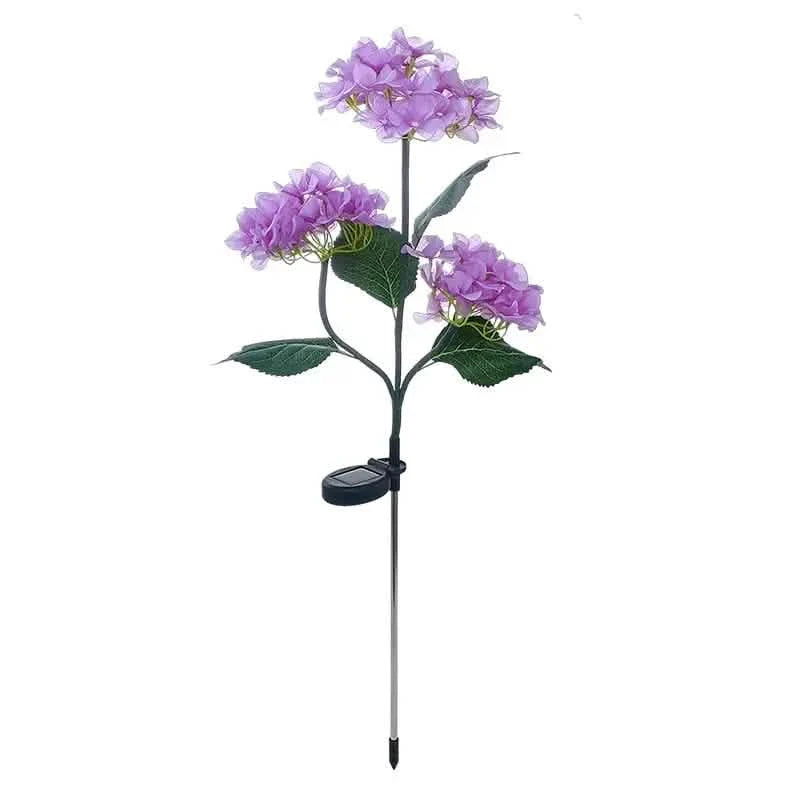 2-Pack: Hydrangea Solar LED Flower Lights with 3 Heads Outdoor Waterproof Garden Lights DailySale