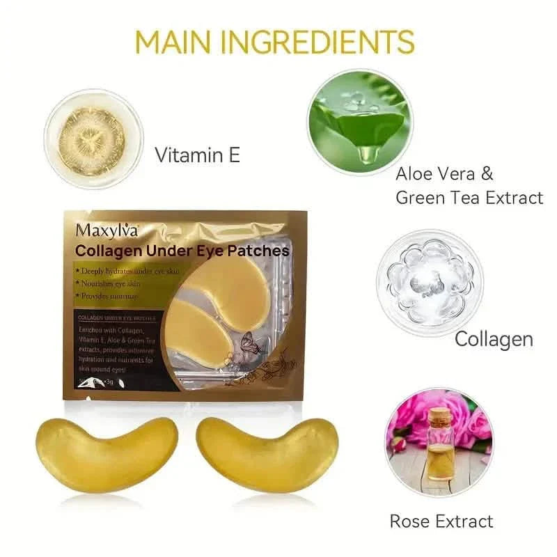 2-Pack: Hydrating Eye Care Under Eye Crystal Mask Golden Under Eye Patches For Women and Men DailySale