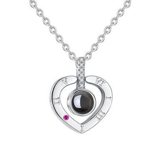 2-Pack: I Love You In 100 Languages Necklace Micro-engraved Light Projection Pendant DailySale