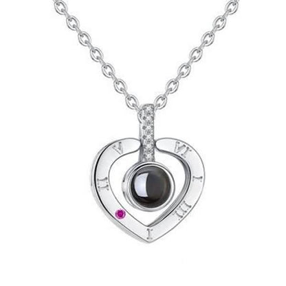 2-Pack: I Love You In 100 Languages Necklace Micro-engraved Light Projection Pendant DailySale