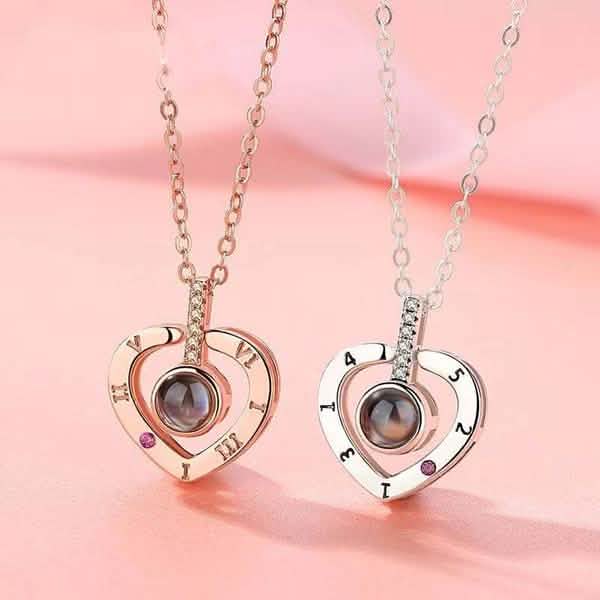 2-Pack: I Love You In 100 Languages Necklace Micro-engraved Light Projection Pendant DailySale