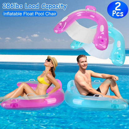 2-Pack: Inflatable Float Pool Chair with Cup Holder Arm Rest DailySale