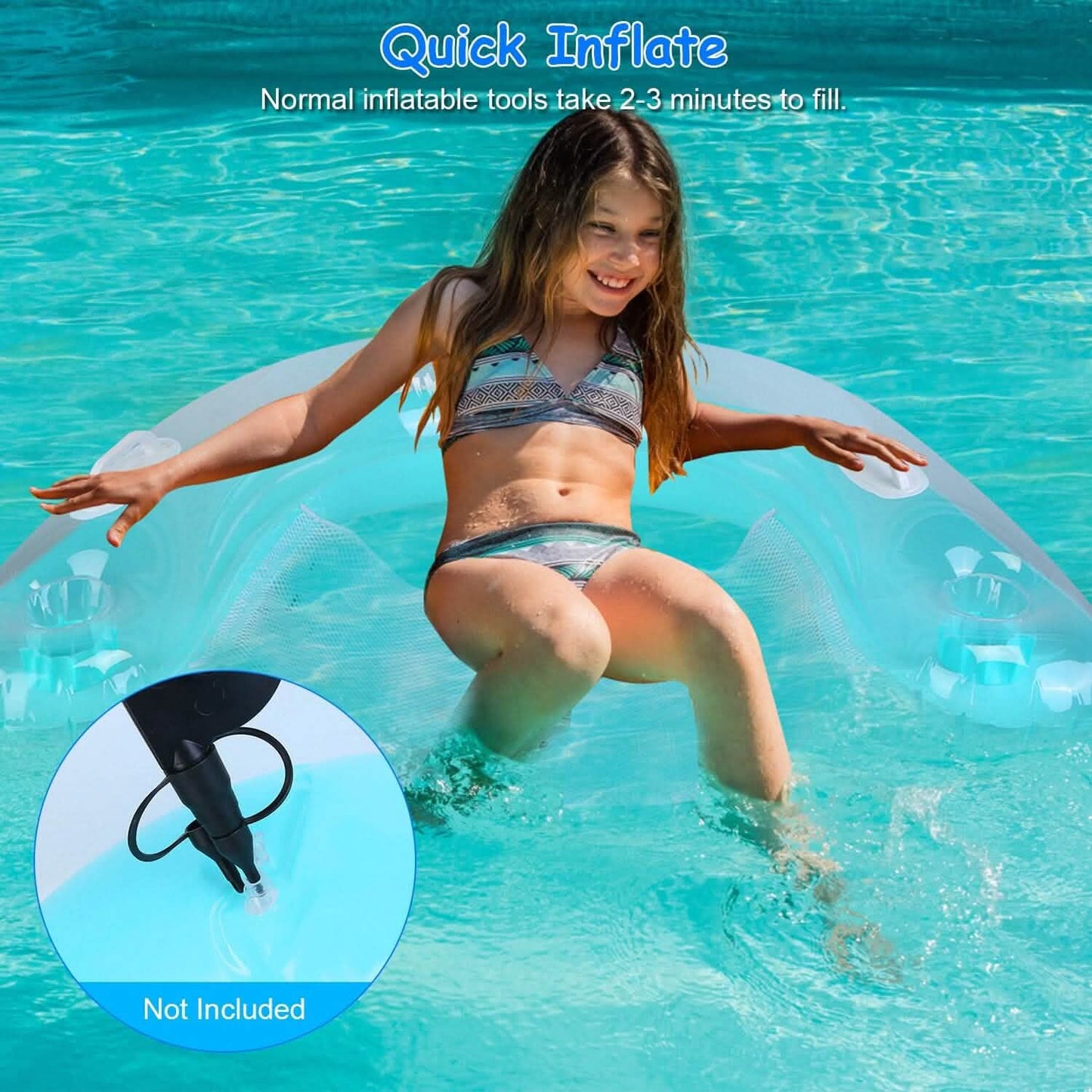 2-Pack: Inflatable Float Pool Chair with Cup Holder Arm Rest DailySale