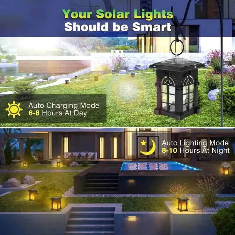 2-Pack: IP65 Waterproof Solar Outdoor Lights With Flickering Flame DailySale