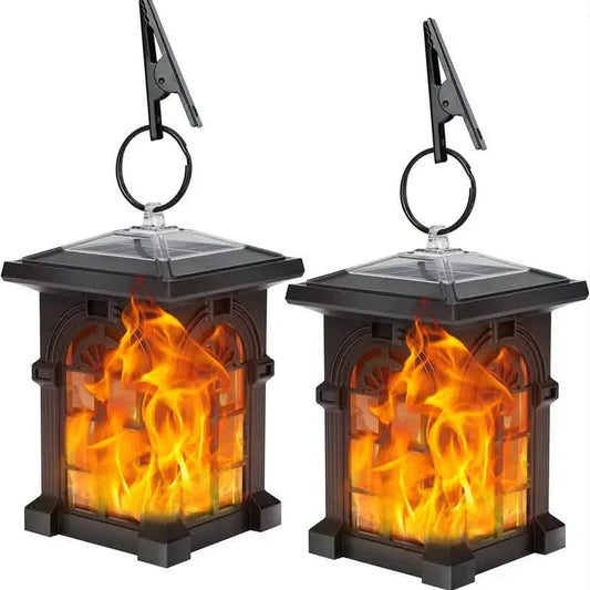 2-Pack: IP65 Waterproof Solar Outdoor Lights With Flickering Flame DailySale