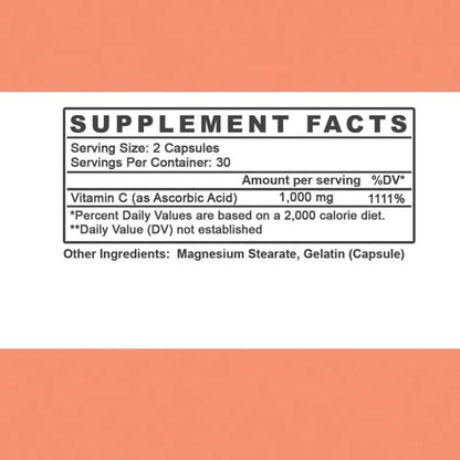 2-Pack: Just Pure Vitamin C 1,000MG Support Healthy Immune System, Antioxidant DailySale