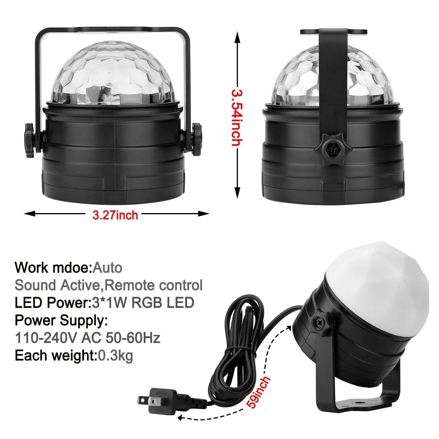 2-Pack: LED Disco Light Sound Activated Party Lights with Remote Control Dj Lighting DailySale