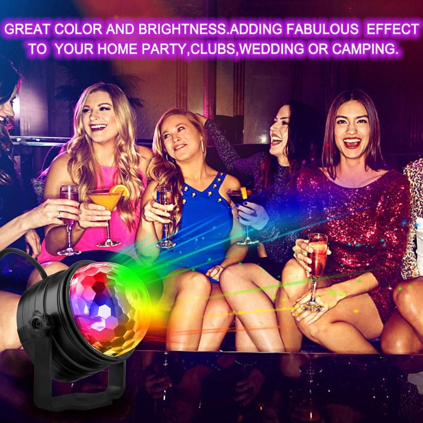 2-Pack: LED Disco Light Sound Activated Party Lights with Remote Control Dj Lighting DailySale