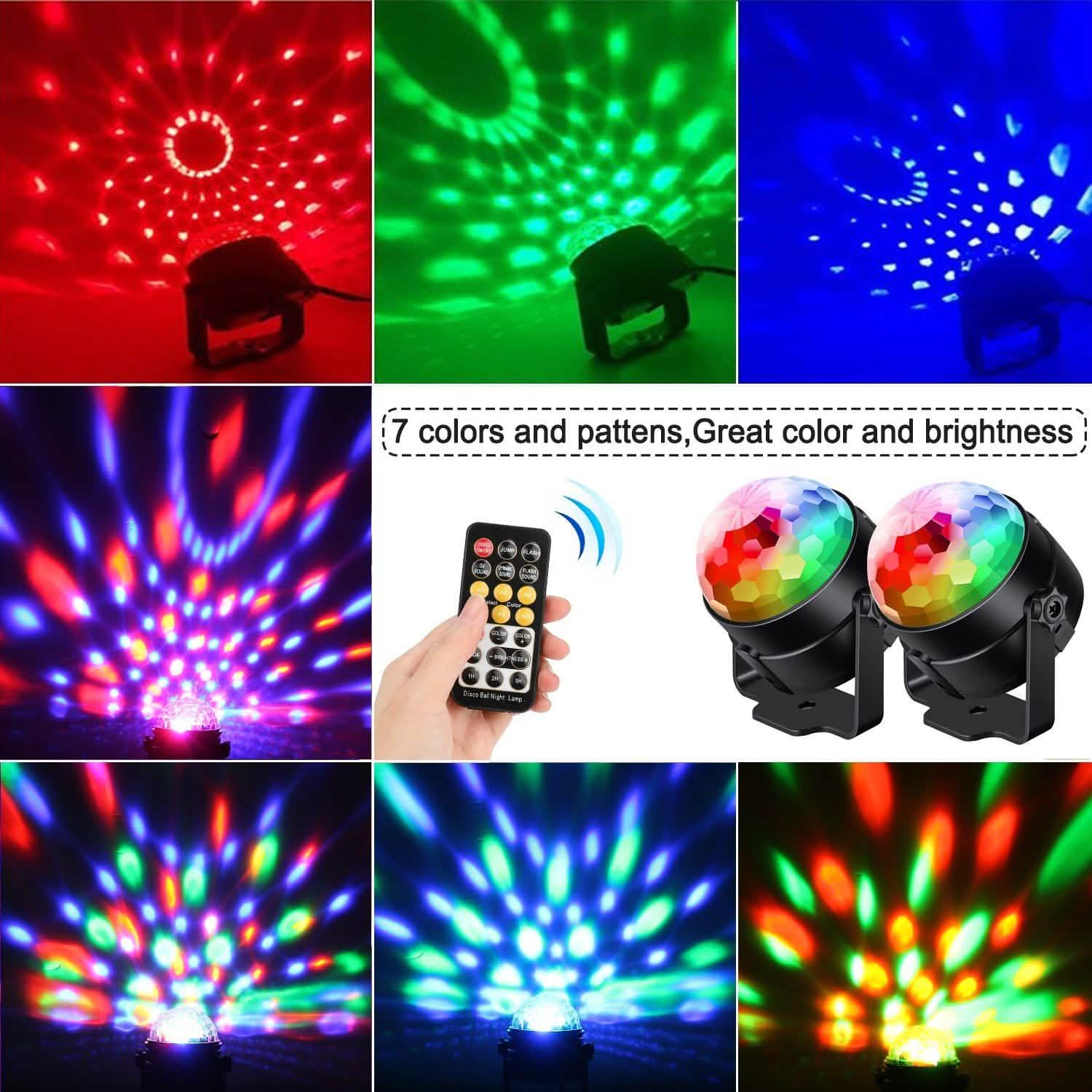 2-Pack: LED Disco Light Sound Activated Party Lights with Remote Control Dj Lighting DailySale