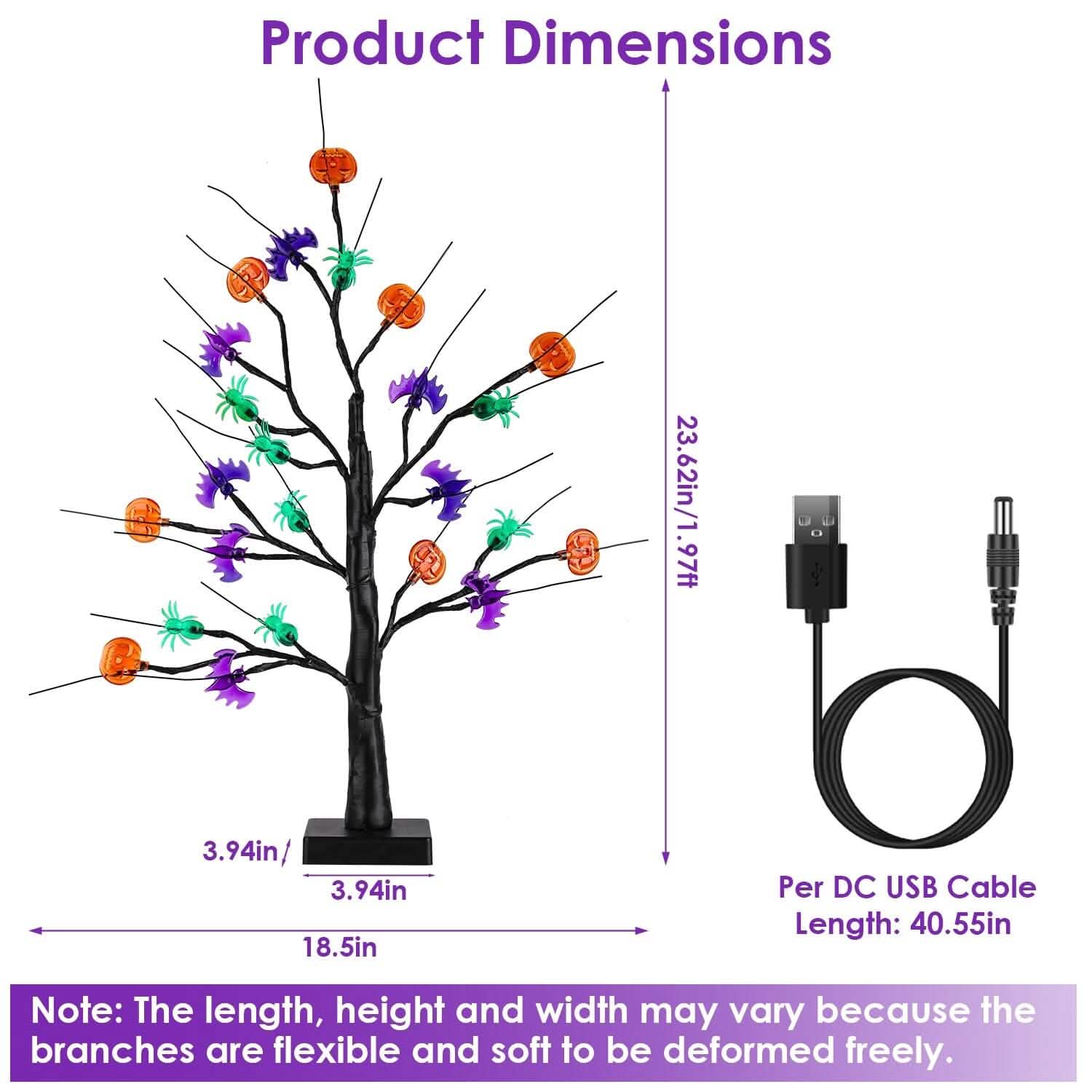 2-Pack: Lighted Halloween Trees with Timer and Adjustable Twigs DailySale