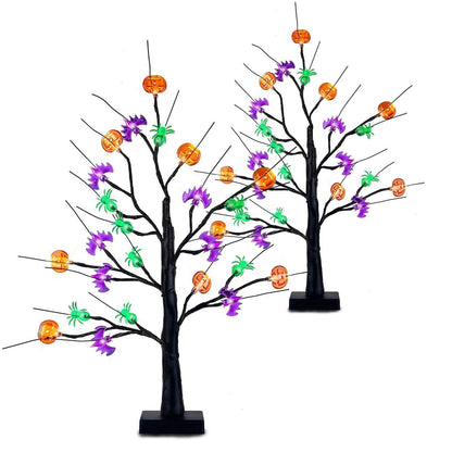 2-Pack: Lighted Halloween Trees with Timer and Adjustable Twigs DailySale