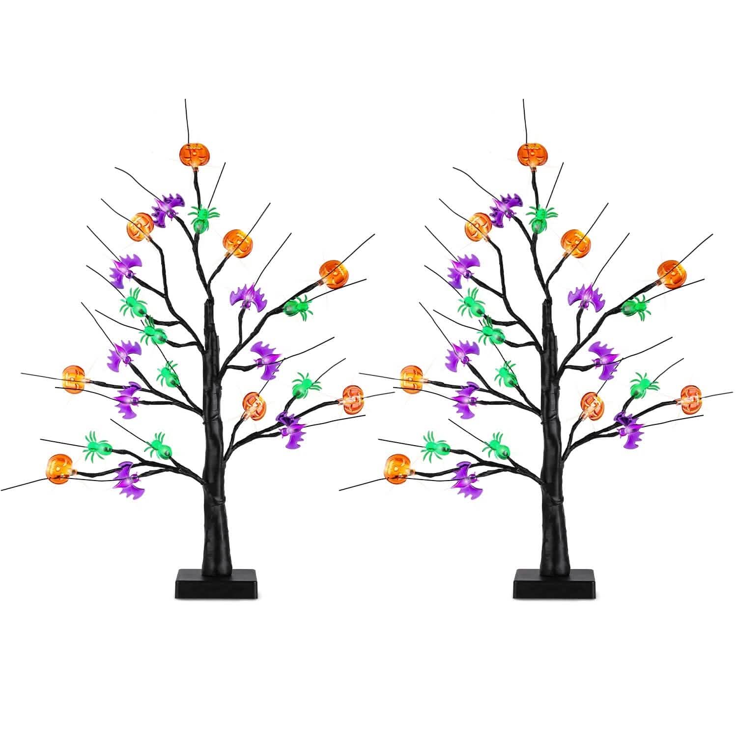 2-Pack: Lighted Halloween Trees with Timer and Adjustable Twigs DailySale