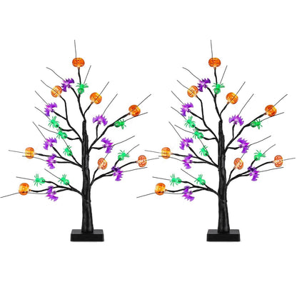 2-Pack: Lighted Halloween Trees with Timer and Adjustable Twigs DailySale
