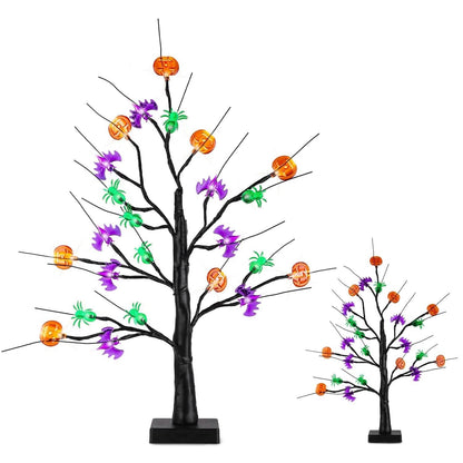 2-Pack: Lighted Halloween Trees with Timer and Adjustable Twigs DailySale