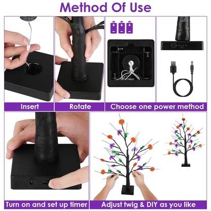 2-Pack: Lighted Halloween Trees with Timer and Adjustable Twigs DailySale