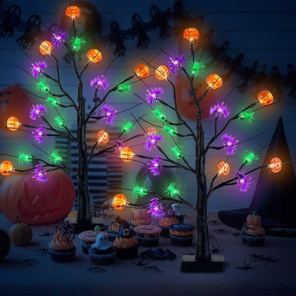 2-Pack: Lighted Halloween Trees with Timer and Adjustable Twigs DailySale