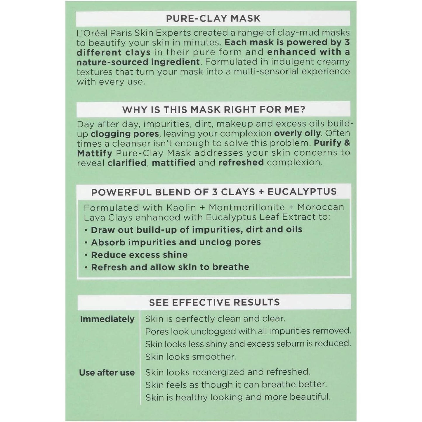 2-Pack: L'Oréal Paris Skincare Pure-Clay Face Mask with Eucalyptus for Oily and Shiny Skin to Purify and Matify DailySale